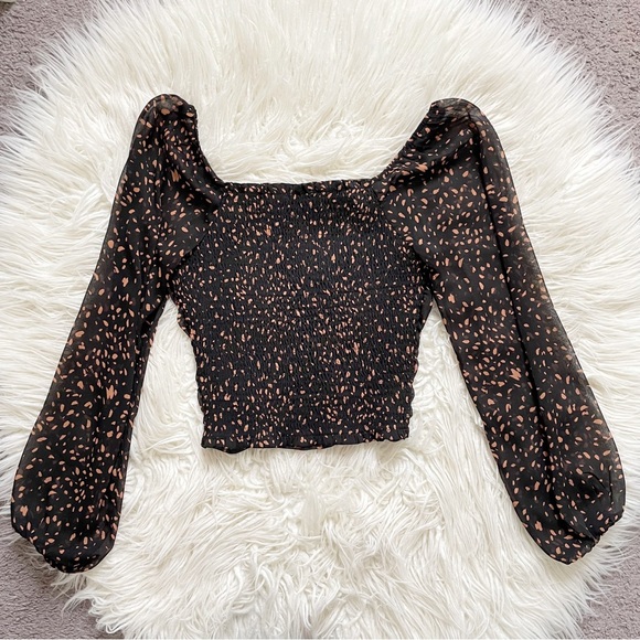 All in Favor Black and Orange Square-neck Ruched Top - Picture 10 of 10